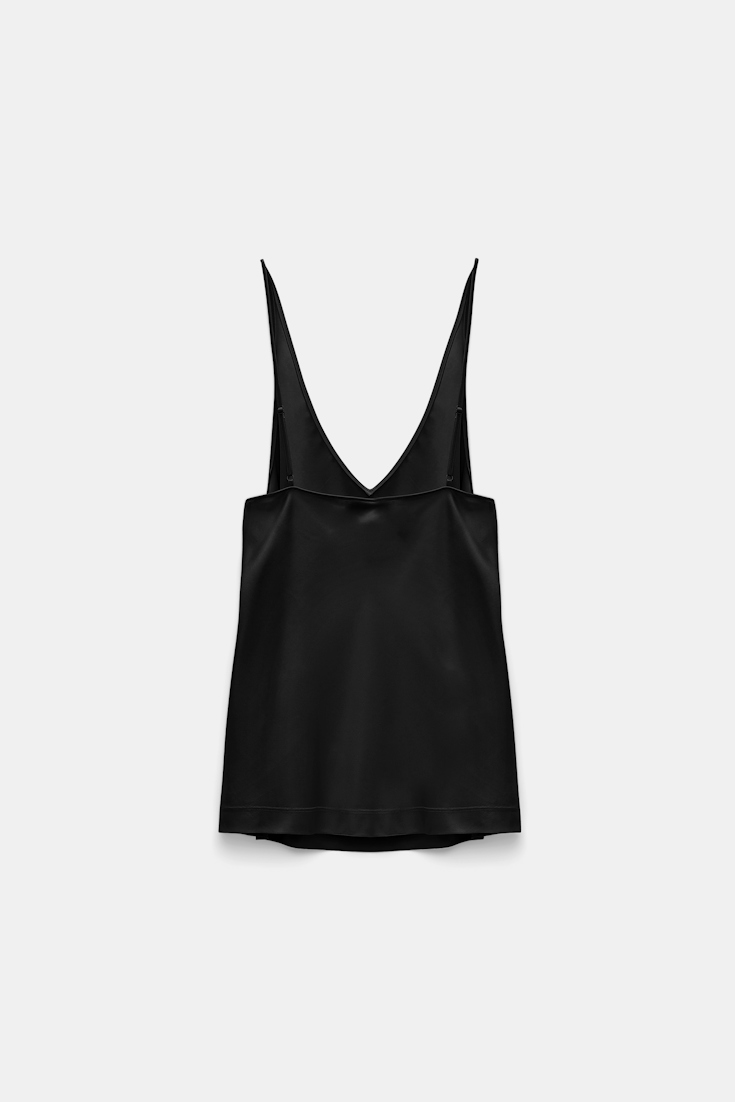 Dorothee Schumacher Stretch silk-satin V-neck camisole pure black