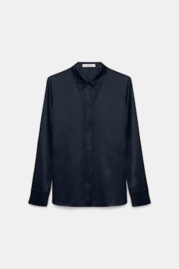 Dorothee Schumacher Bluse aus Seiden-Stretch Satin dark navy