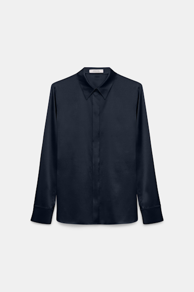 Dorothee Schumacher Stretch silk satin blouse dark navy