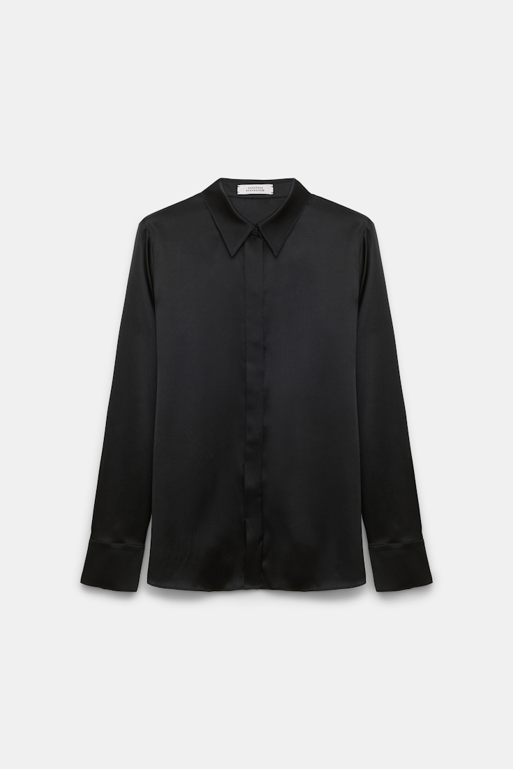 Dorothee Schumacher Bluse aus Seiden-Stretch Satin pure black