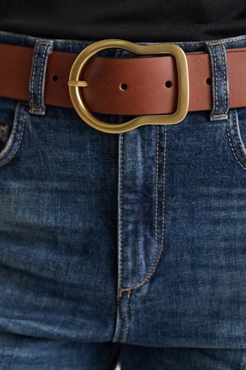 Dorothee Schumacher Calfskin belt with signature buckle true cognac