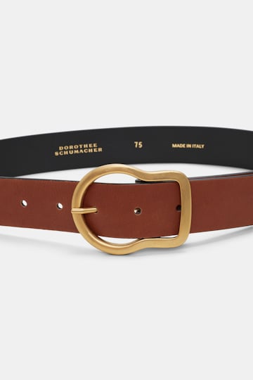 Dorothee Schumacher Calfskin belt with signature buckle true cognac