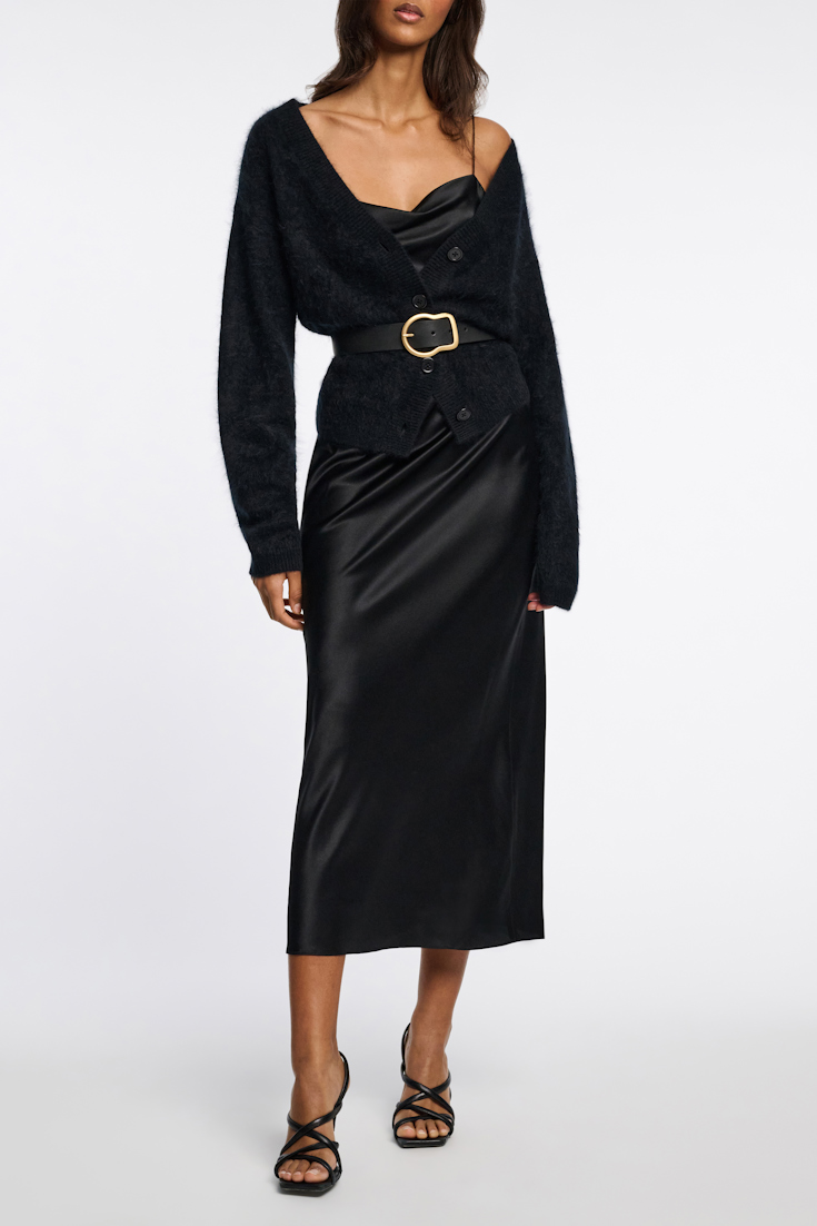 Dorothee Schumacher Calfskin belt with signature buckle pure black