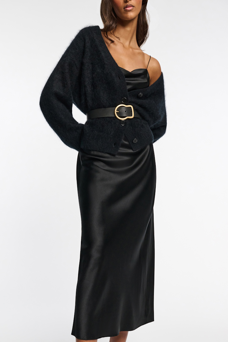 Dorothee Schumacher Calfskin belt with signature buckle pure black