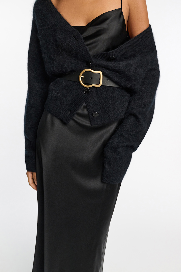 Dorothee Schumacher Calfskin belt with signature buckle pure black