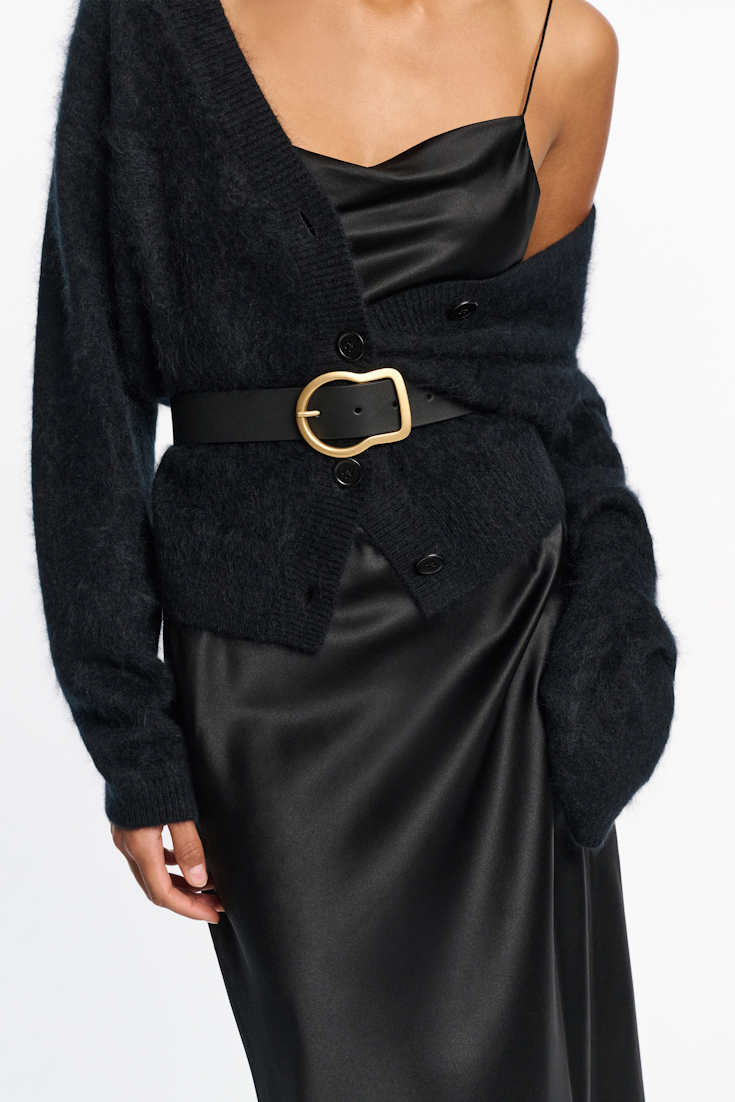 Dorothee Schumacher Calfskin belt with signature buckle pure black