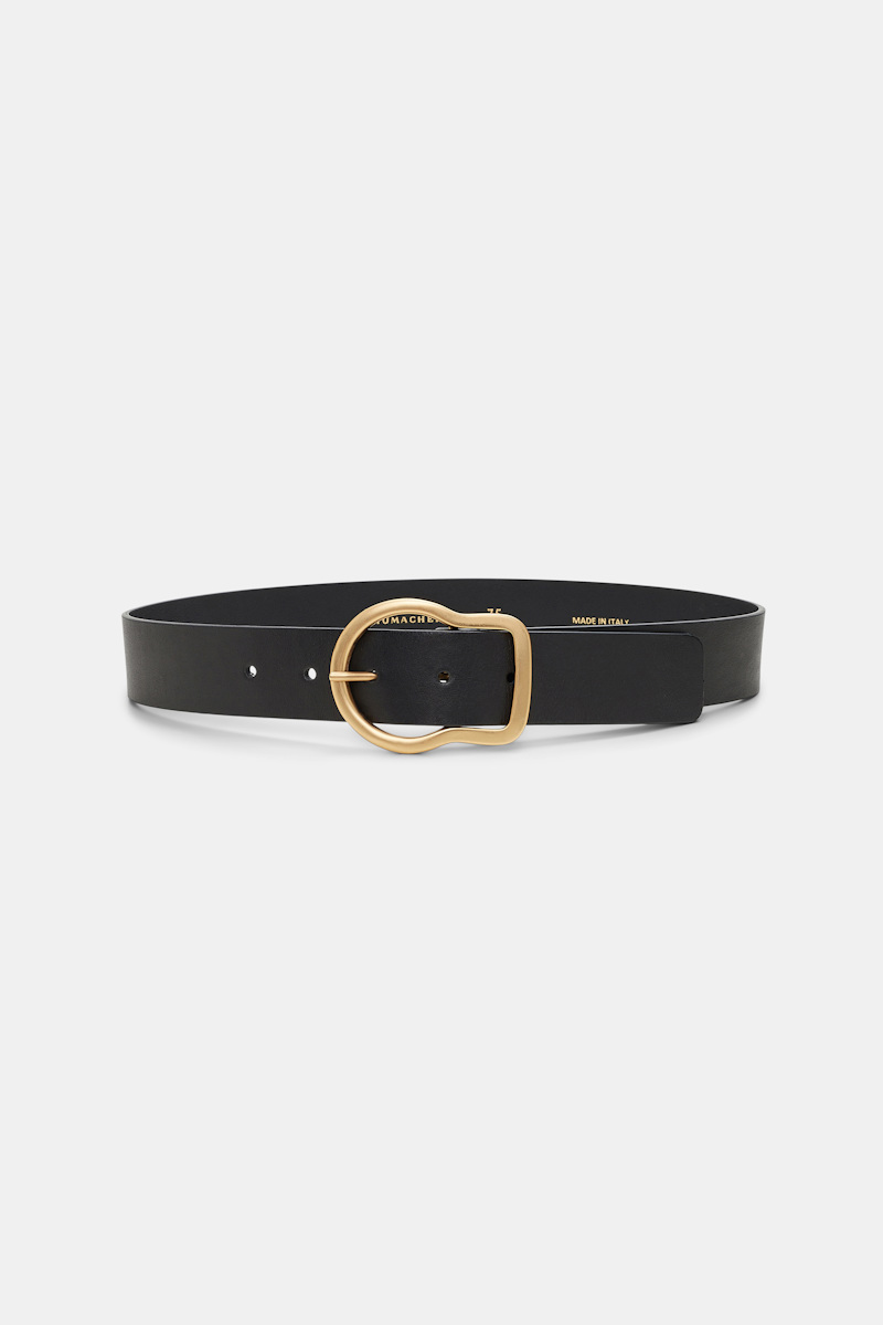 Dorothee Schumacher Women's Black Calfskin Belt With Signature Buckle Size 105