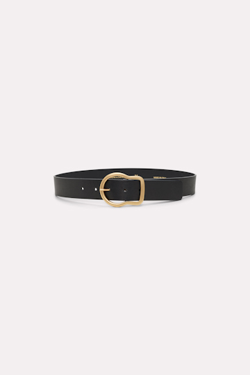 Dorothee Schumacher LEATHER BELT WITH SIGNATURE BUCKLE pure black