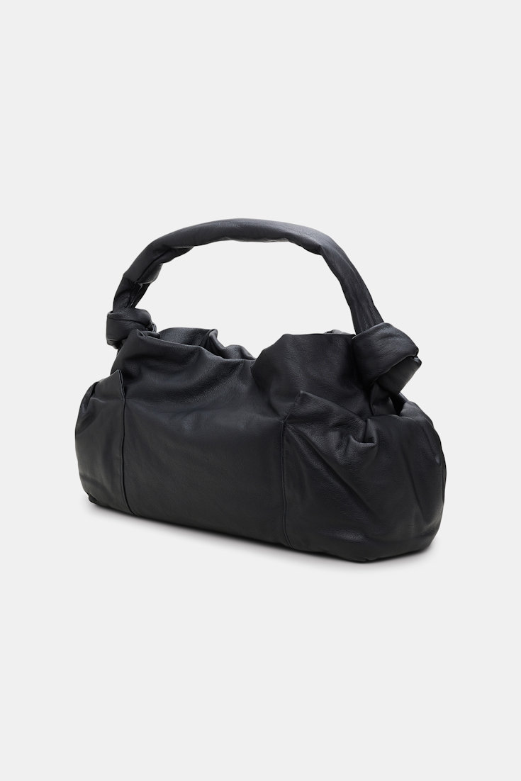 Dorothee Schumacher KNOTTED HANDLE LEATHER TOTE pure black